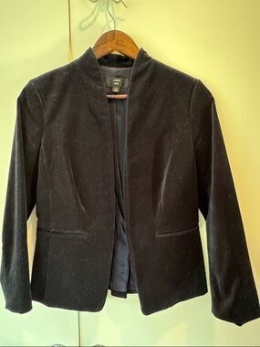 J. Crew Size 0 Black Velvet Open-Front Women's Blazer